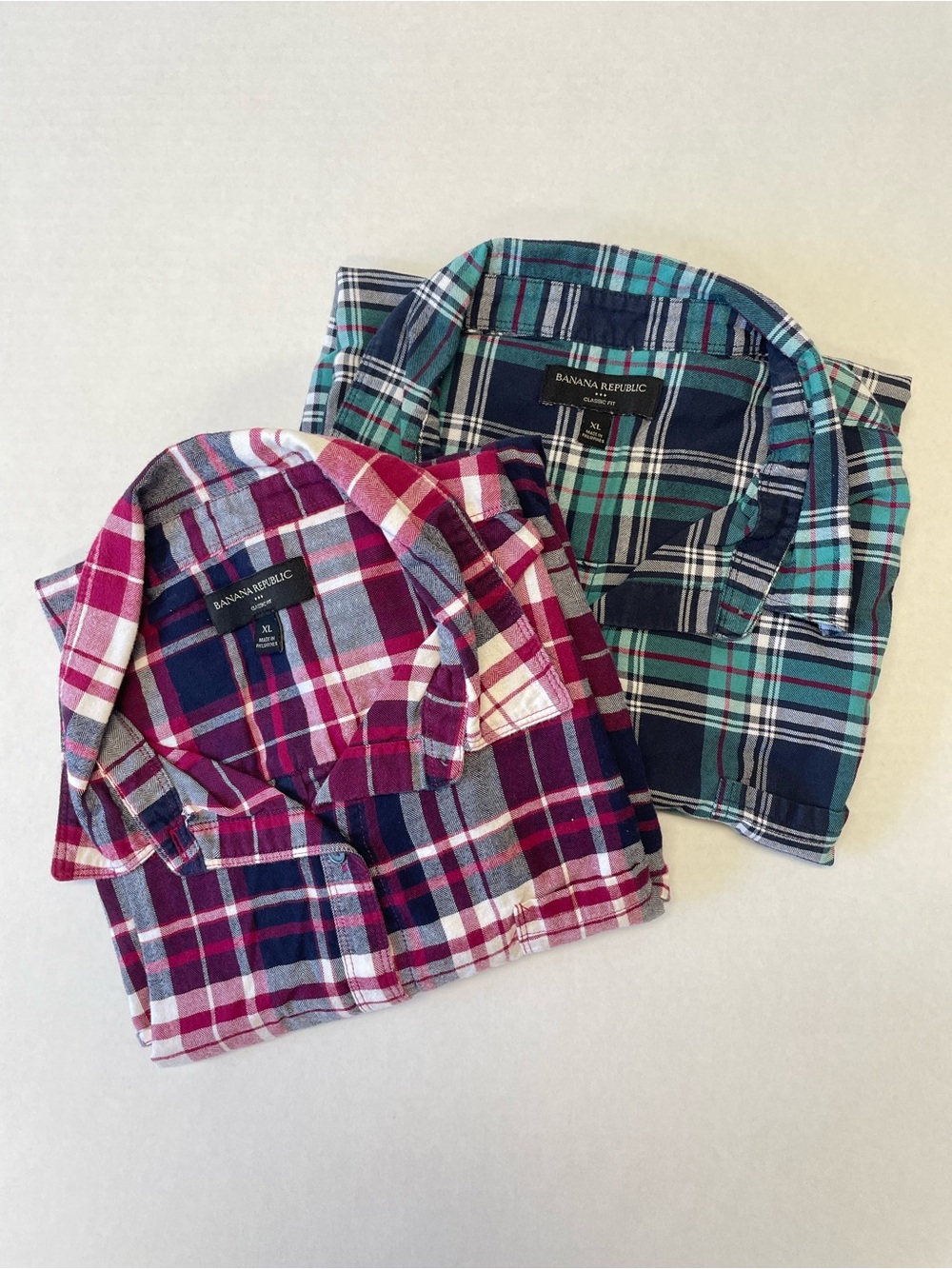 Set of 2 Banana Republic Outlet Women’s XL Plaid Classic Fit Shirt Fall Western
